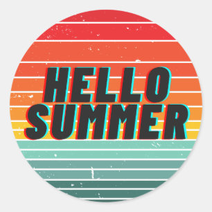 Adesivo Redondo Hello Summer Sticker