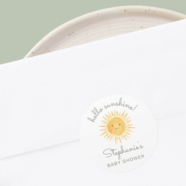Adesivo Redondo Hello Sunshine Baby Shower  (Criador carregado)