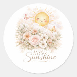 Adesivo Redondo Hello Sunshiny – Cute Positive Sunshine Quote 