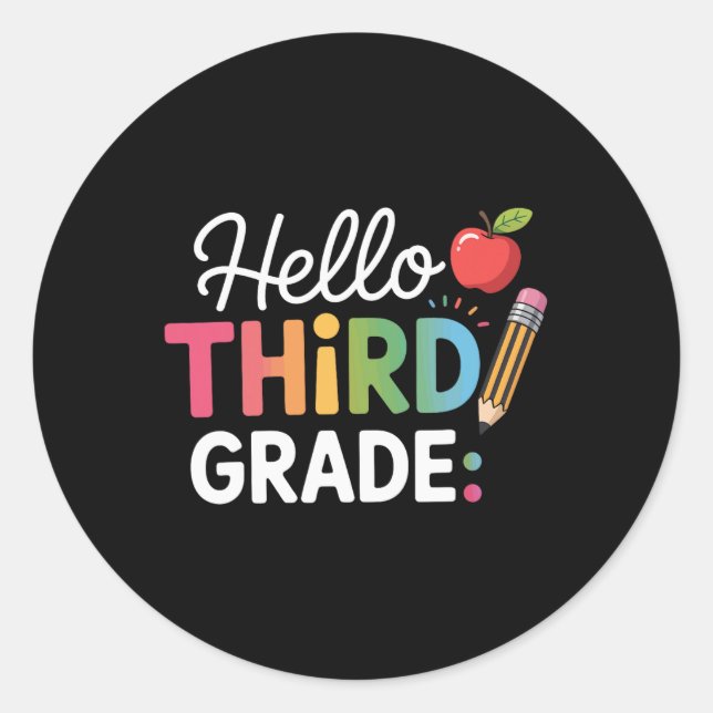 Adesivo Redondo Hello Third Grade Team 3rd Grade Back To School Te (Frente)