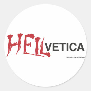 Adesivo Redondo Hellvetica - gêmeo mau Helvética
