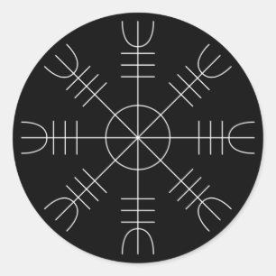 Adesivo Redondo Helm Of Awe Viking Protection Black White Sticker