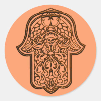 Adesivo Redondo Henna Hand of Hamsa (Orange)