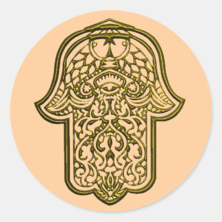 Adesivo Redondo Henna Hand of Hamsa (Ouro)