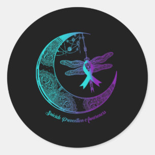 Adesivo Redondo Henna Moon Dragonfly Sensibilização para a Prevenç