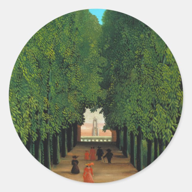 Adesivo Redondo Henri Rousseau, Avenida no Parque na Nuvem Santo (Frente)