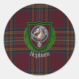 Adesivo Redondo Hepburn Scottish Clan Tartan & Crest