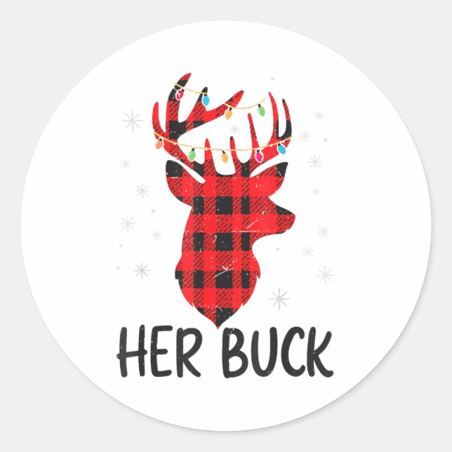 Adesivo Redondo Her Buck Deer Hunting Christmas Husband Gift Coupl (Frente)