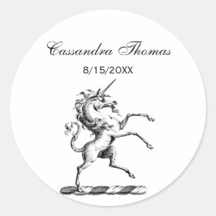 Adesivo Redondo Herádico Casaco de Criação de Armas do Unicórnio