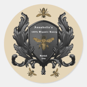 Adesivo Redondo Herald Crown Honey Label Personalizar