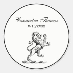 Adesivo Redondo Heraldic Lion Crest Emblem