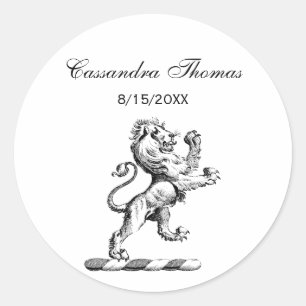 Adesivo Redondo Heraldic Lion Crest Emblem