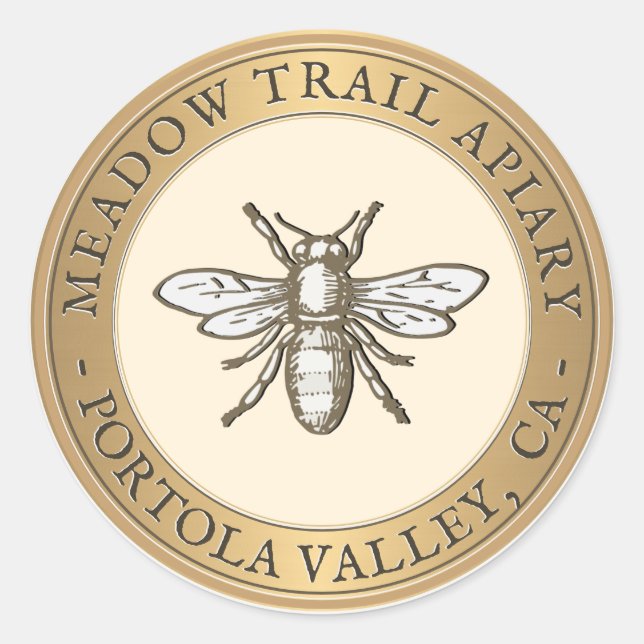 Adesivo Redondo Heráldica Bebida Metálica Dourada e Vinheta (Frente)