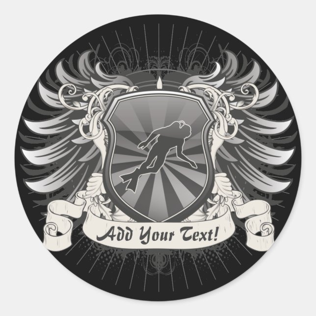 Adesivo Redondo Heraldry Scuba Diving (Frente)