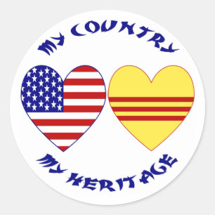 Adesivo Redondo Herança do país do Vietname do Sul e dos EUA