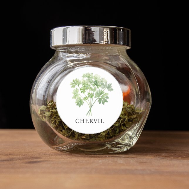 Adesivo Redondo Herb Chervil Watercolor (Herb Chervil Watercolor Classic Round Sticker)