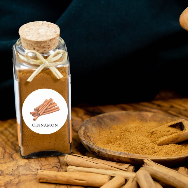 Adesivo Redondo Herb Cinnamon Watercolor (Herb Cinnamon Watercolor Classic Round Sticker)