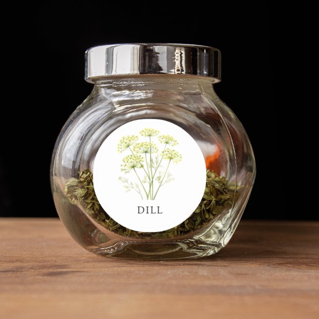 Adesivo Redondo Herb Dill Watercolor (Herb Dill Watercolor Classic Round Sticker)
