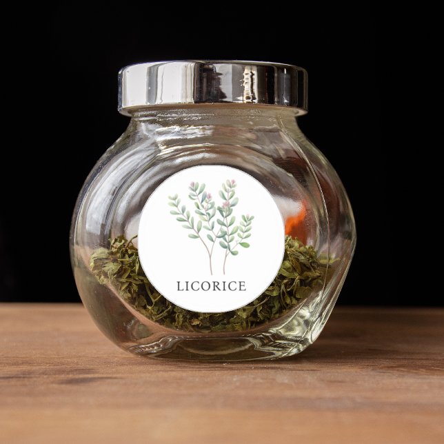 Adesivo Redondo Herb Licorice Watercolor (Herb Licorice Watercolor Classic Round Sticker)