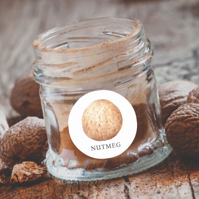 Adesivo Redondo Herb Nutmeg Watercolor (Herb Nutmeg Watercolor Classic Round Sticker)