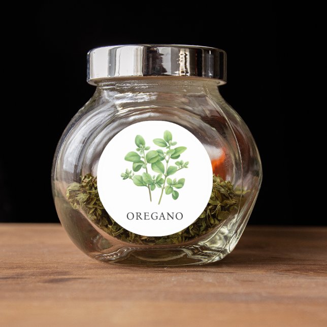 Adesivo Redondo Herb Orégano Watercolor (Herb Oregano Watercolor Classic Round Sticker)