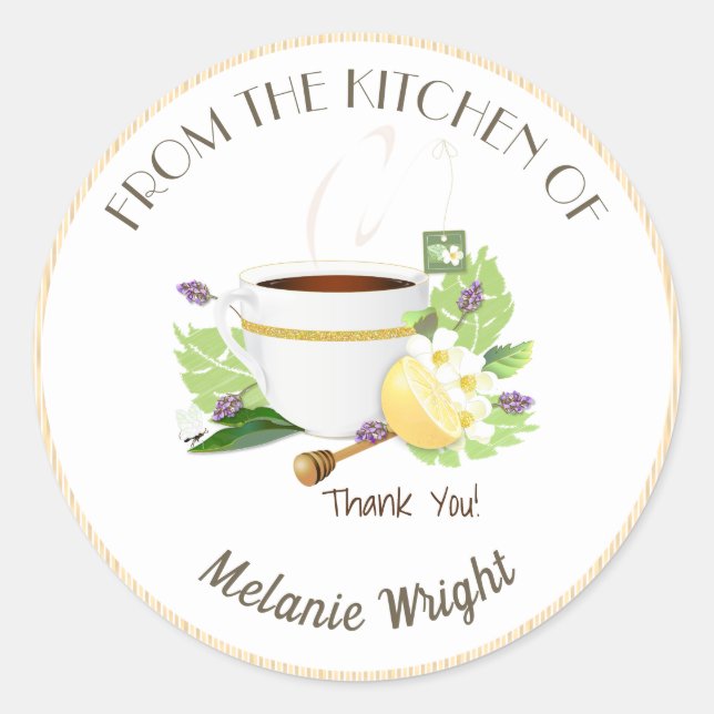 Adesivo Redondo Herbal Tea Canning Obrigado (Frente)