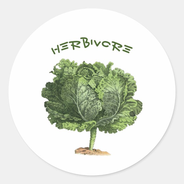 Adesivo Redondo Herbivore Vegan Vegetarian Sticker (Frente)