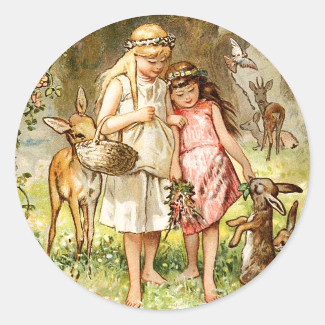 Adesivo Redondo Hermann Vogel - Branco da neve e vermelho Rosa (Frente)