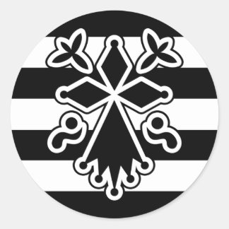 Adesivo Redondo Hermine bretonne en gwenn ha du (blanc et noir)