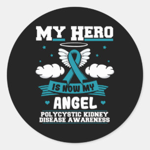 Adesivo Redondo Hero É Minha Guerra da Doença Renal Policial Angel