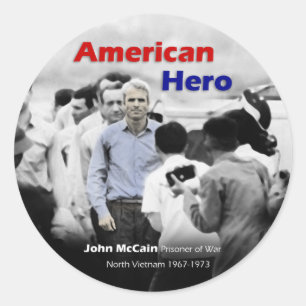Adesivo Redondo Herói Americano do POW John McCain