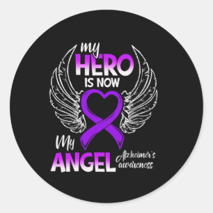Adesivo Redondo Herói é agora a consciência do meu anjo Alzheimerh