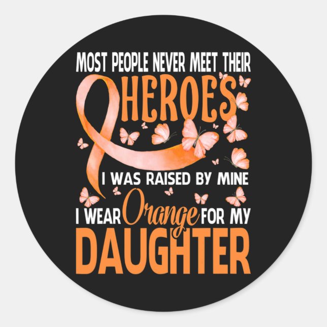 Adesivo Redondo Heróis, Visto Laranja Para Minha Filha Múltipla (Frente)