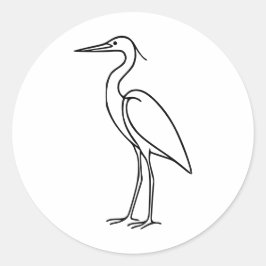 Adesivo Redondo Heron Line Art – Minimalist Bird Illustration