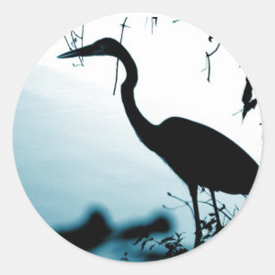 Adesivo Redondo Heron Silhouette Sticker