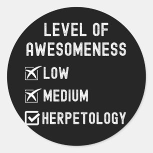 Adesivo Redondo Herpetólogos, Nível de Herpetologia Incrível