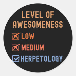 Adesivo Redondo Herpetólogos, Nível de Herpetologia Incrível