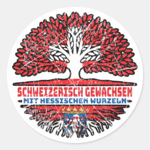 Adesivo Redondo Hessen Hessisch Schweizer Schweiz Baum Wurzel