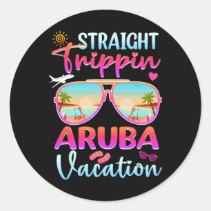Adesivo Redondo Hetero Trippin Aruba 2025 Férias de Verão de Praia