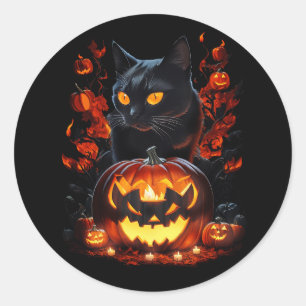 Adesivo Redondo Hex, a camiseta do gato preto de Halloween