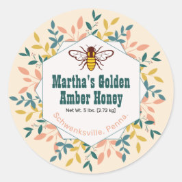 Adesivo Redondo Hexagon Wreath Anterior White Honey Jar