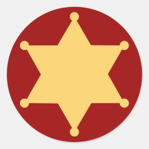 Adesivo Redondo Hexágono estrela de xerife hexagon sheriff's badg