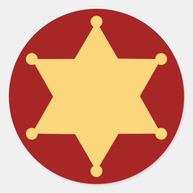 Adesivo Redondo Hexágono estrela de xerife hexagon sheriff's badge (Frente)