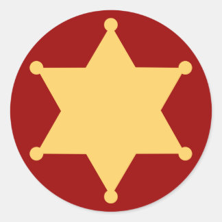 Adesivo Redondo Hexágono estrela de xerife hexagon sheriff's badge