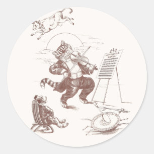 Adesivo Redondo Hey Diddle Diddle a ilustração do vintage