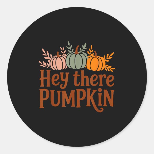 Adesivo Redondo Hey There Pumpkin,trendy Fall Autumn Halloween Ret (Frente)
