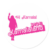 "Hi Kamala" - Round Sticker (slogan B)