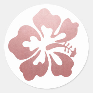 Adesivo Redondo Hibisco Rosa Dourado Havaiano Flor