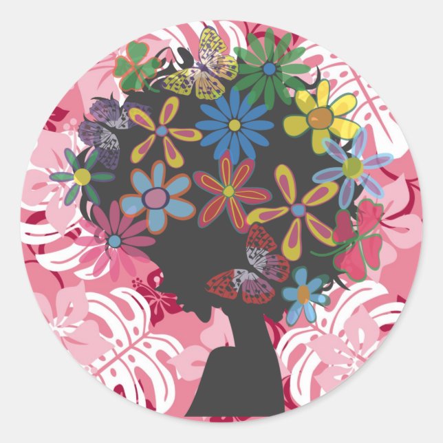 Adesivo Redondo Hibiscus×Cabeça de Bomba (Frente)