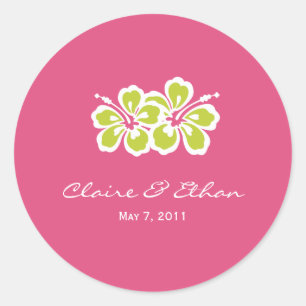 Adesivo Redondo Hibiscus Delight Favor Stickers - Azalea -